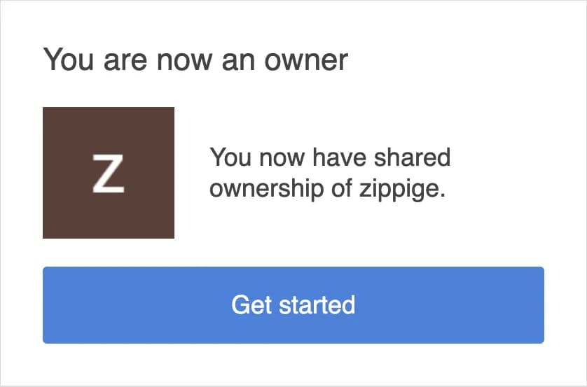 Google email: You are now an owner — you now have shared ownership of the channel