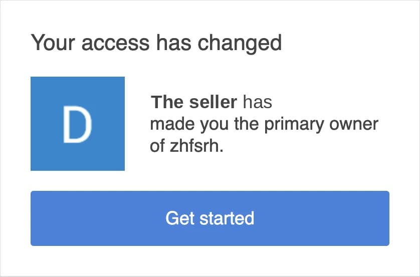 Google email: Your access has changed — you are now the primary owner of the channel